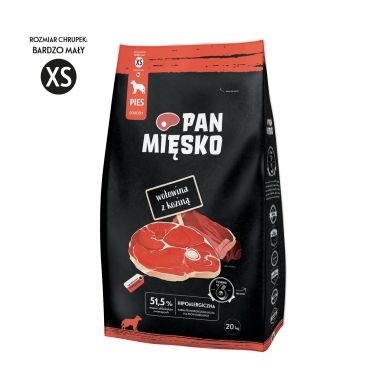 Pan Mięsko dla psa wołowina z koziną XS 20kg